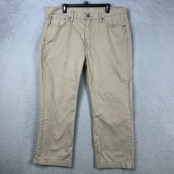 Levis 514‎ Mens Straight Jeans 40X30 Tan Casual White Tab 5 Pockets Denim Pants - Picture 1 of 10